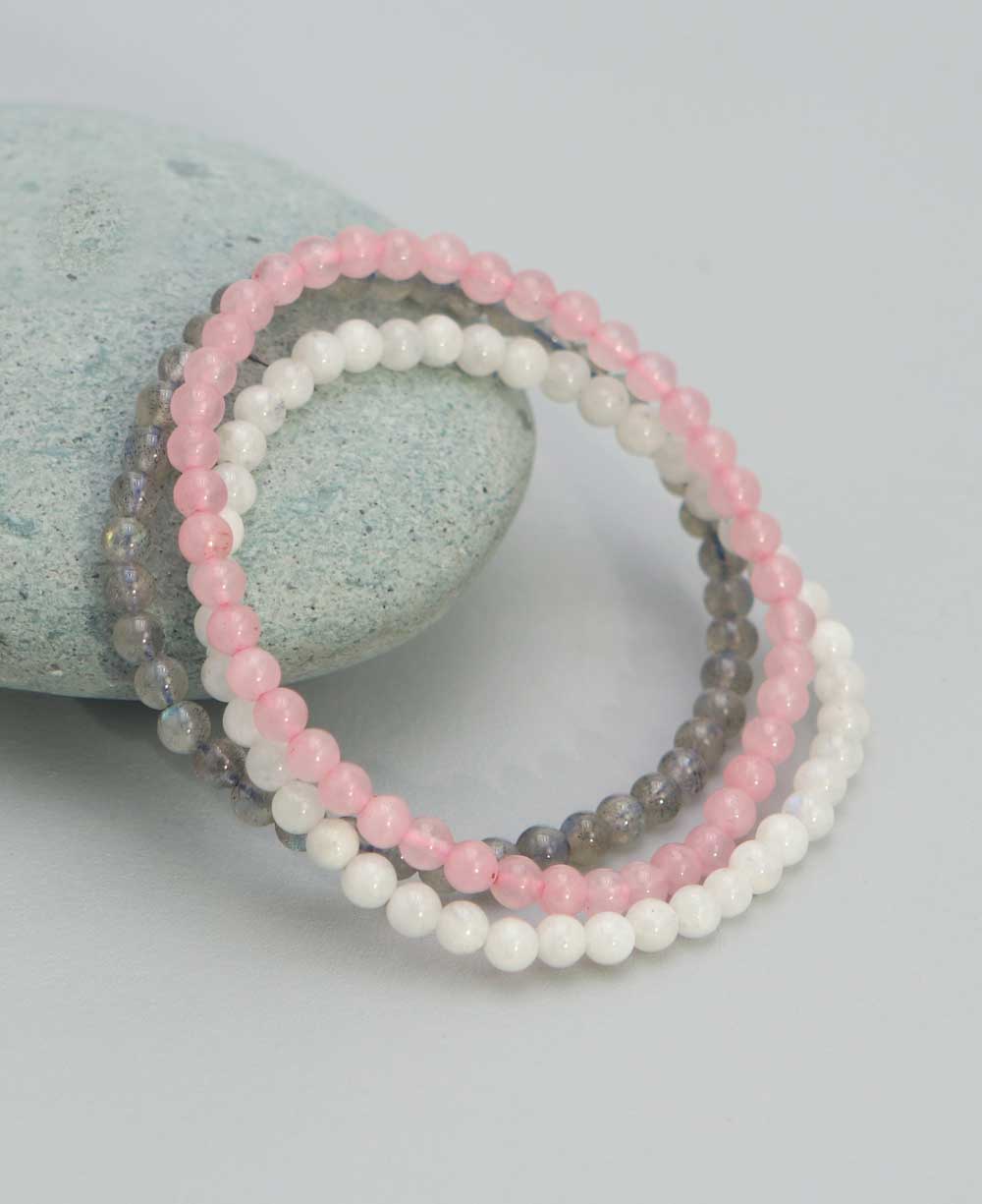 Healing Gemstone Goddess Energy Bracelets, Set of 3