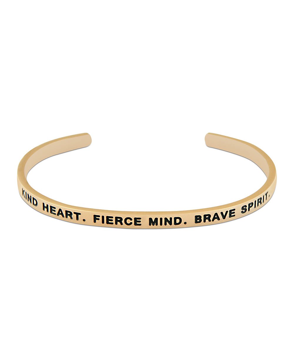 Kind Fierce Brave Cuff Bracelet, Multiple Finishes