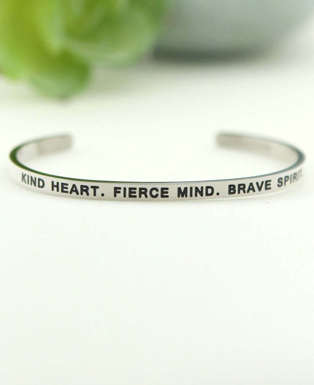 Kind Fierce Brave Cuff Bracelet, Multiple Finishes